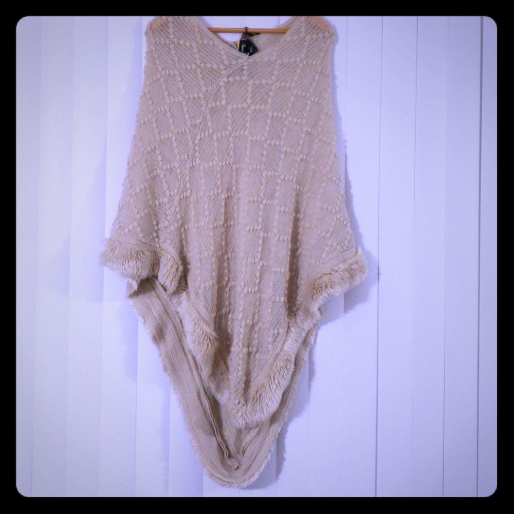 Charlie Paige Cream Colored Pancho- one size